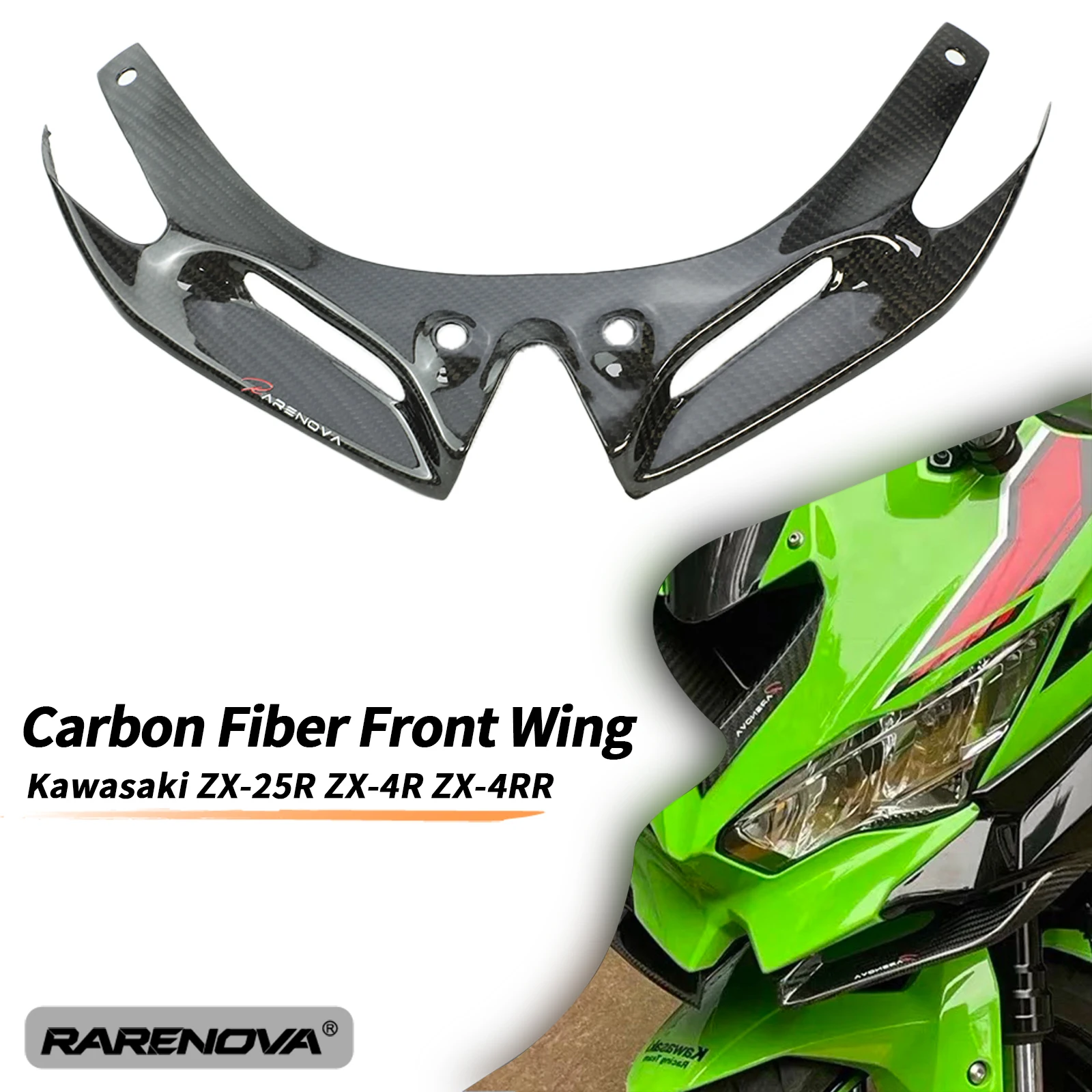 Для kawasaki zx-4r zx-4rr переднее крылышко из углеродного волокна