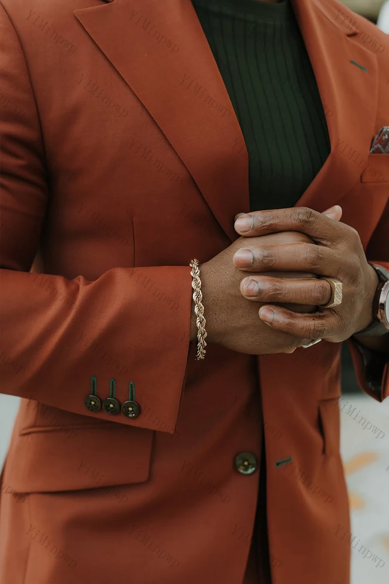 Роскошный оранжевый мужской костюм - Фотография_3