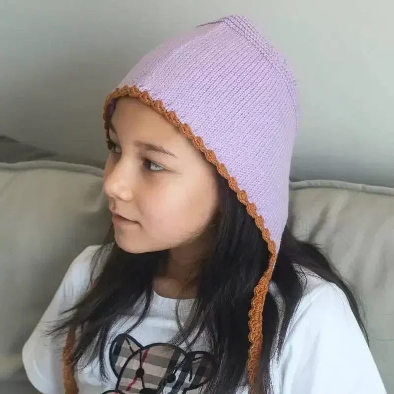 Детская шляпа с цветочной вышивкой ручной вязки - Фотография_2