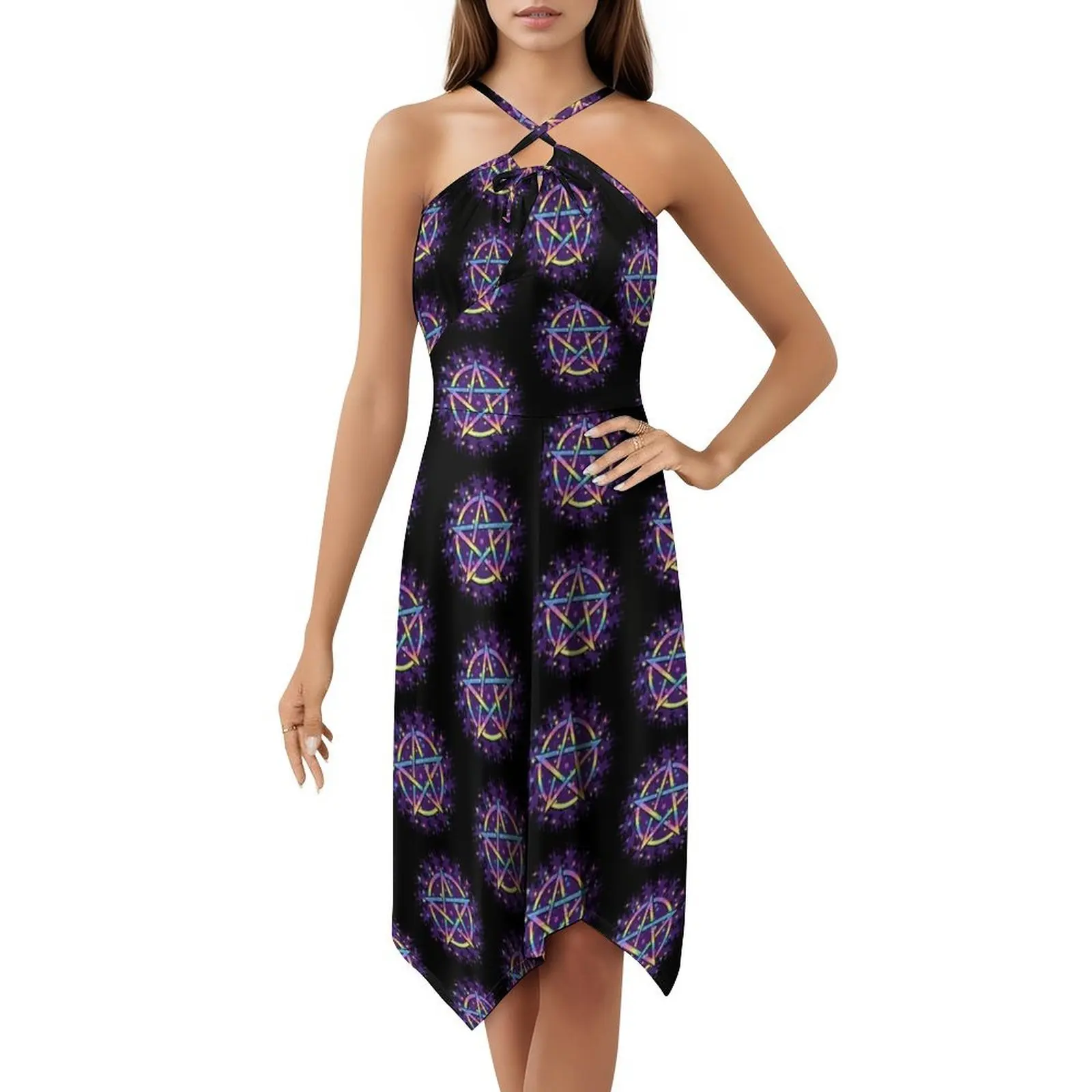 Сексуальное отпускное платье с пентаклем ночного неба для женщин - Фотография_5