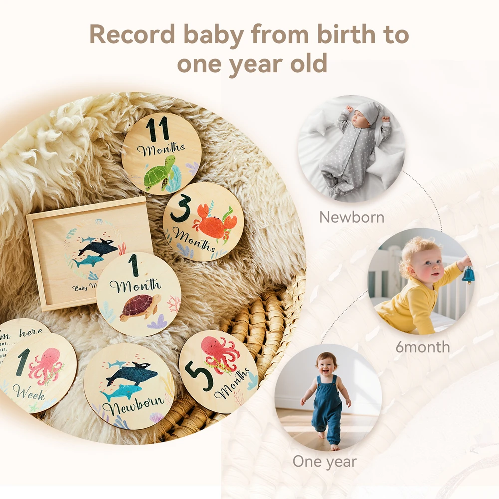 Набор деревянных карточек для новорожденных - Фотография_3