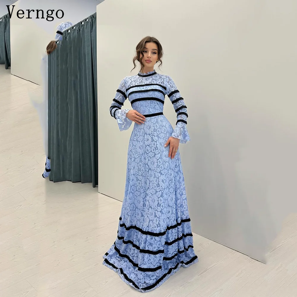 Verngo синее кружевное вечернее
