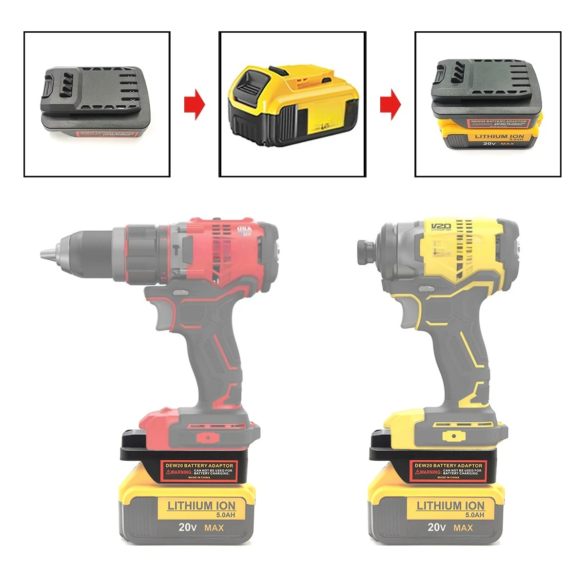 Адаптер аккумулятора для литиевой батареи dewalt/makita/milwaukee 18/20 в - Фотография_2