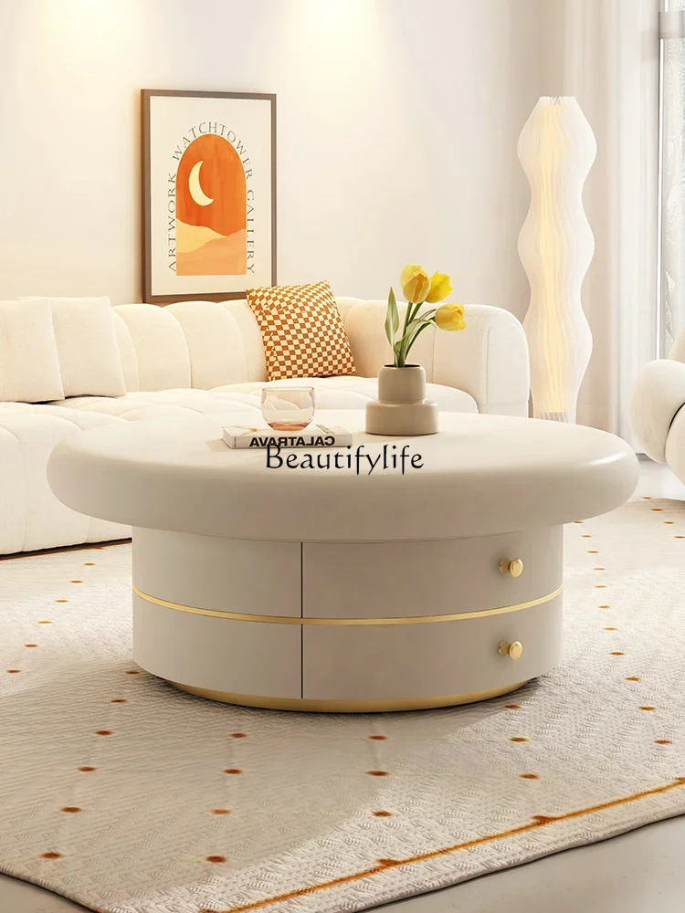 Fg28 круглый чайный столик в кремовом стиле для небольшой квартиры