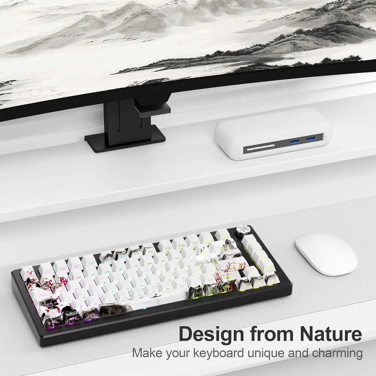 Колпачки для клавиш xvx plum blossom pbt с боковым принтом - Фотография_5