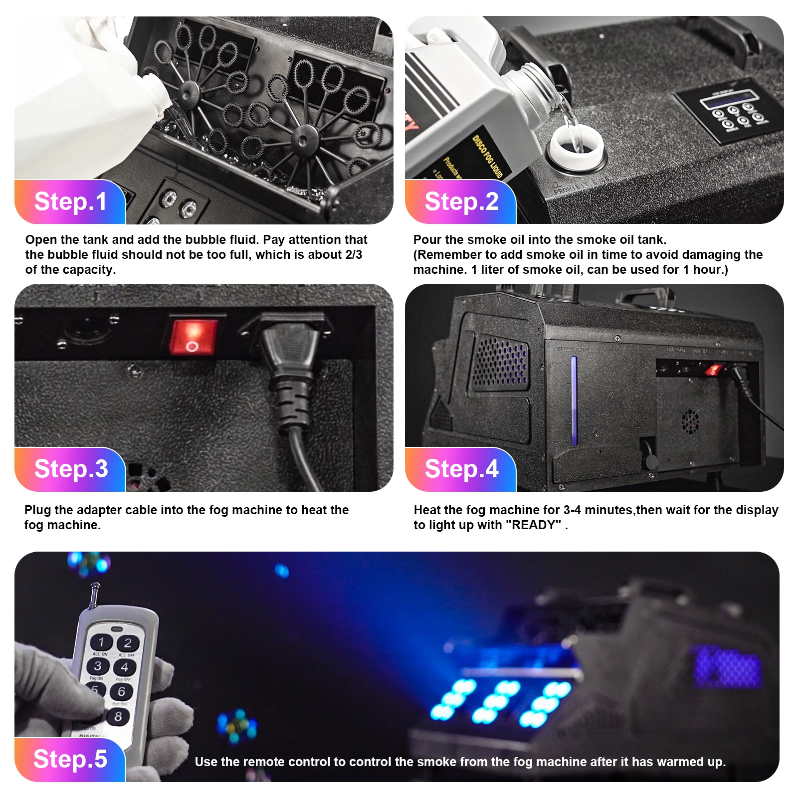 Светодиодный rgb дымовой пузырь с дистанционным управлением для dj - Фотография_5