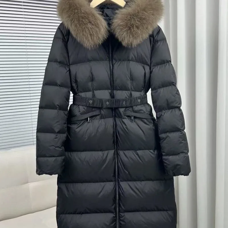 Новый зимний большой меховой воротник с утолщенным белым утиным пухом - Фотография_5