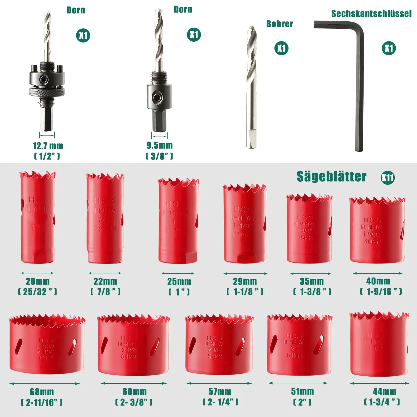 Hychika 20-68 мм набор кольцевых пил 11 шт - Фотография_3