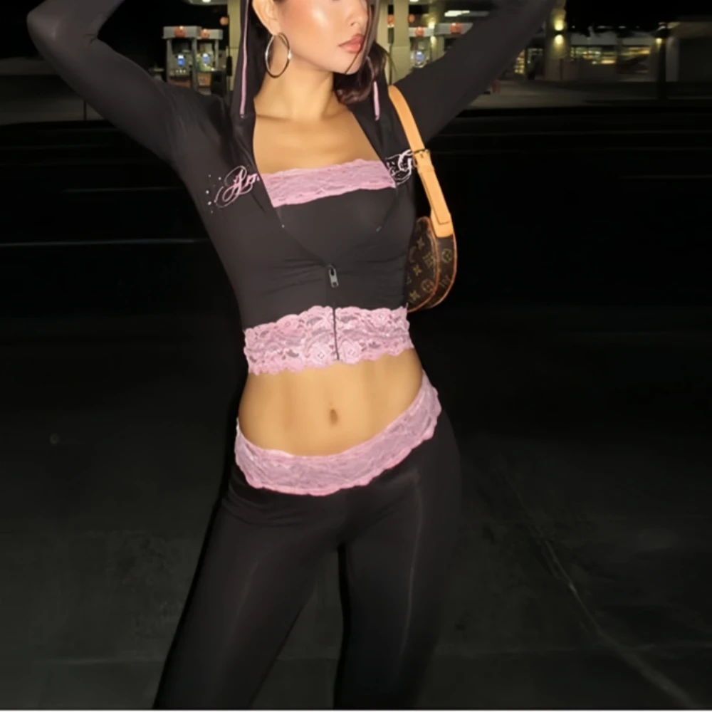 Hlj&gg черный y2k с буквенным принтом и капюшоном - Фотография_4