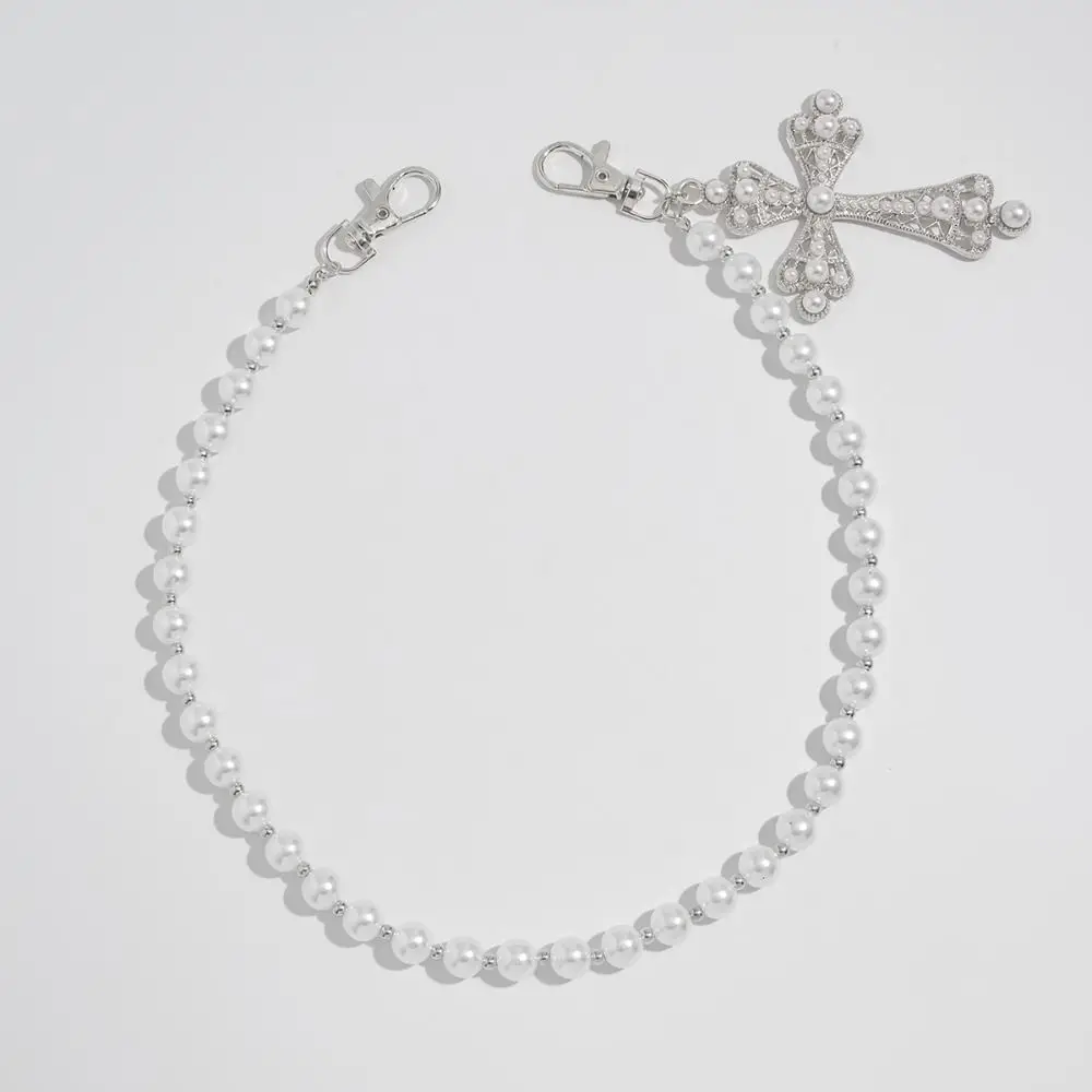 Модная готическая жемчужная поясная цепочка с бусинами и крестиком - Фотография_2