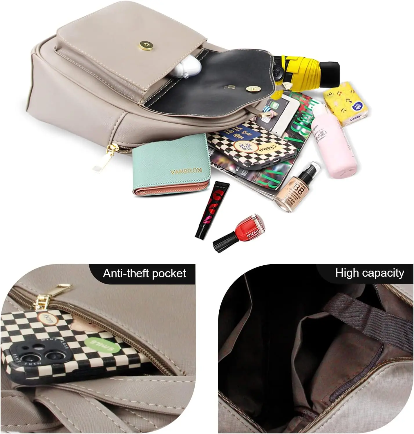 Мини-кожаный рюкзак aogist - Фотография_5