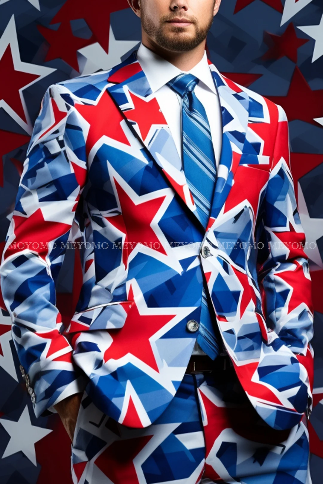 Новая мода, мужской розовый костюм с длинными рукавами и принтом коровы - Фотография_6