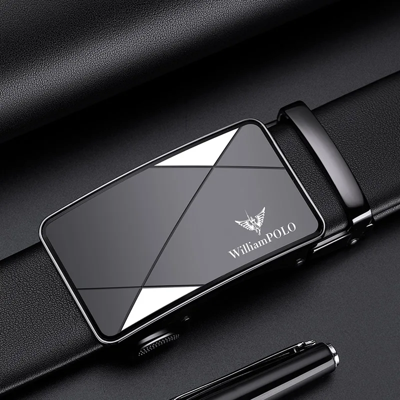 Мужской ремень из воловьей кожи с автоматической пряжкой - Фотография_2