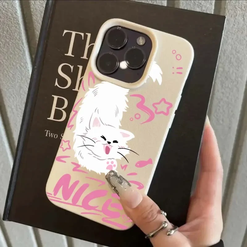 Чехол для телефона с милым котом и рисунком личи для iphone 15
