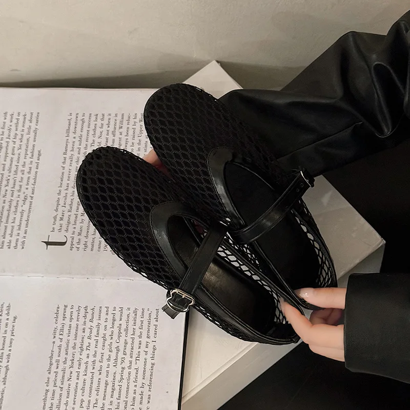 Черные балетки с дышащей сеткой - Фотография_5