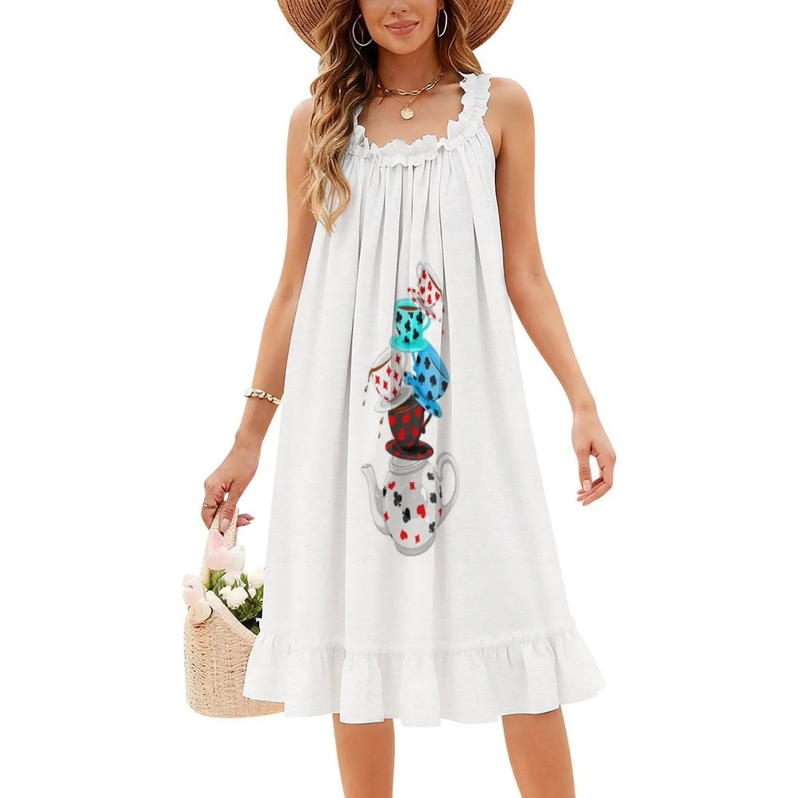 Чайные чашки, винтажное богемное платье с пышными рукавами или без рукавов - Фотография_4