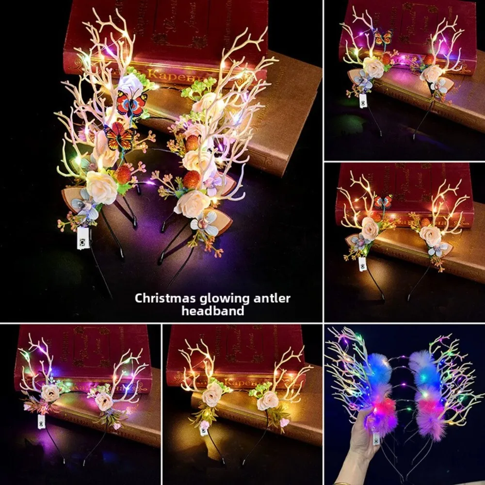 Светящаяся повязка на голову с рогами для детей