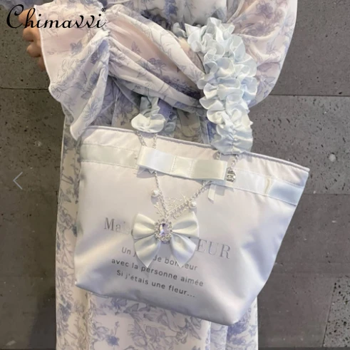 Новые милые женские атласные сумки с серебряными буквами и милым бантом - Фотография_2