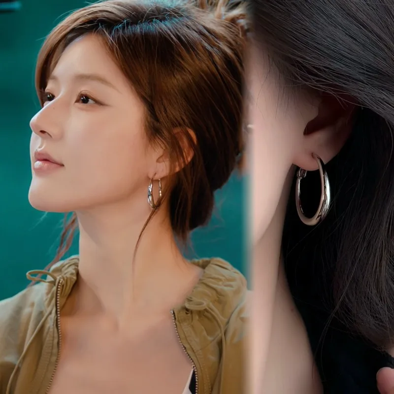 Новые винтажные серьги-кольца из сплава с позолоченным покрытием - Фотография_3