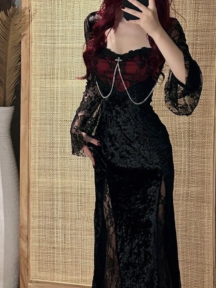 Летнее готическое гранж y2k кружевное