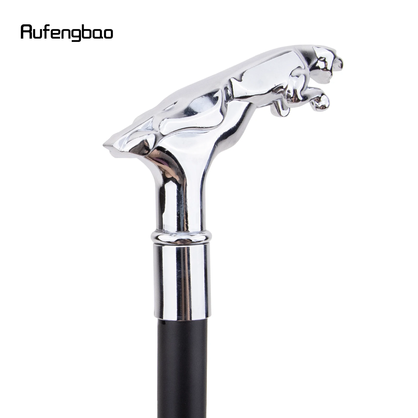 Серебряная роскошная леопардовая ручка для ходьбы со скрытой пластиной - Фотография_6