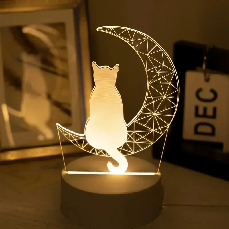 3d светящийся креативный ночник mooncat с питанием от usb - Фотография_4