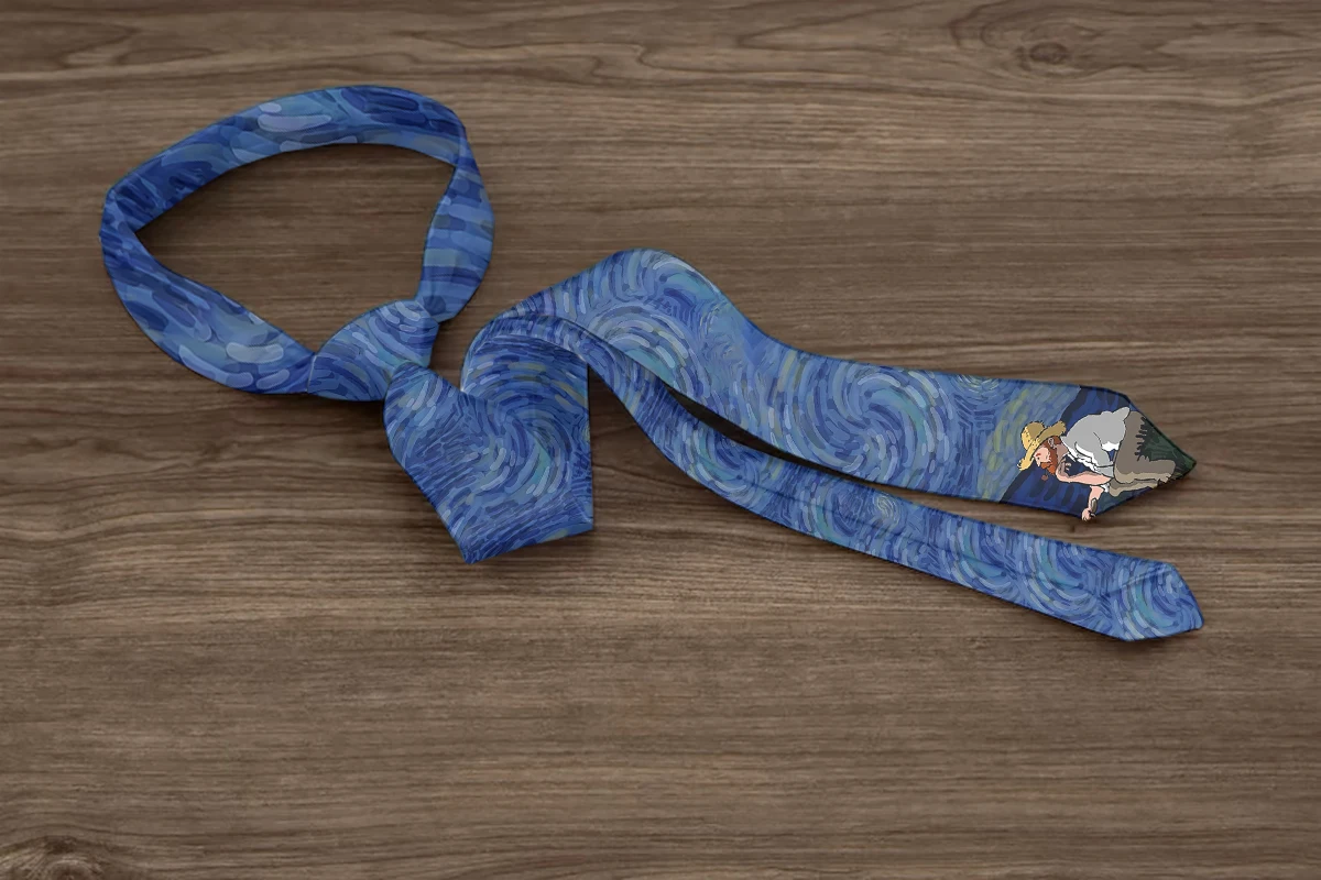 Классический галстук с картиной ван гога - Фотография_5