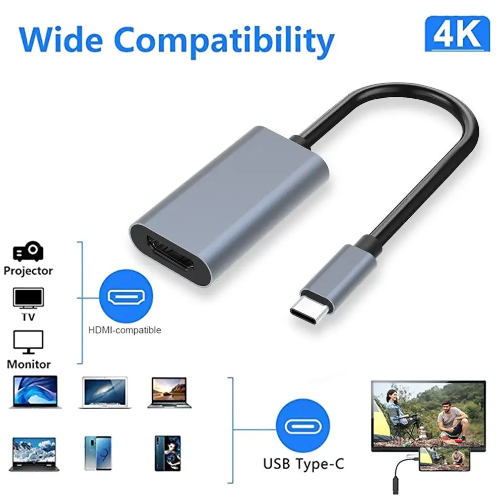 Адаптер usb c-концентратора 4k 30/60 гц типа c к hdmi 2