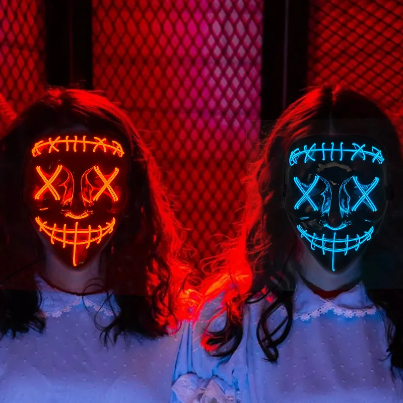Хэллоуин неоновая светодиодная маска purge - Фотография_6