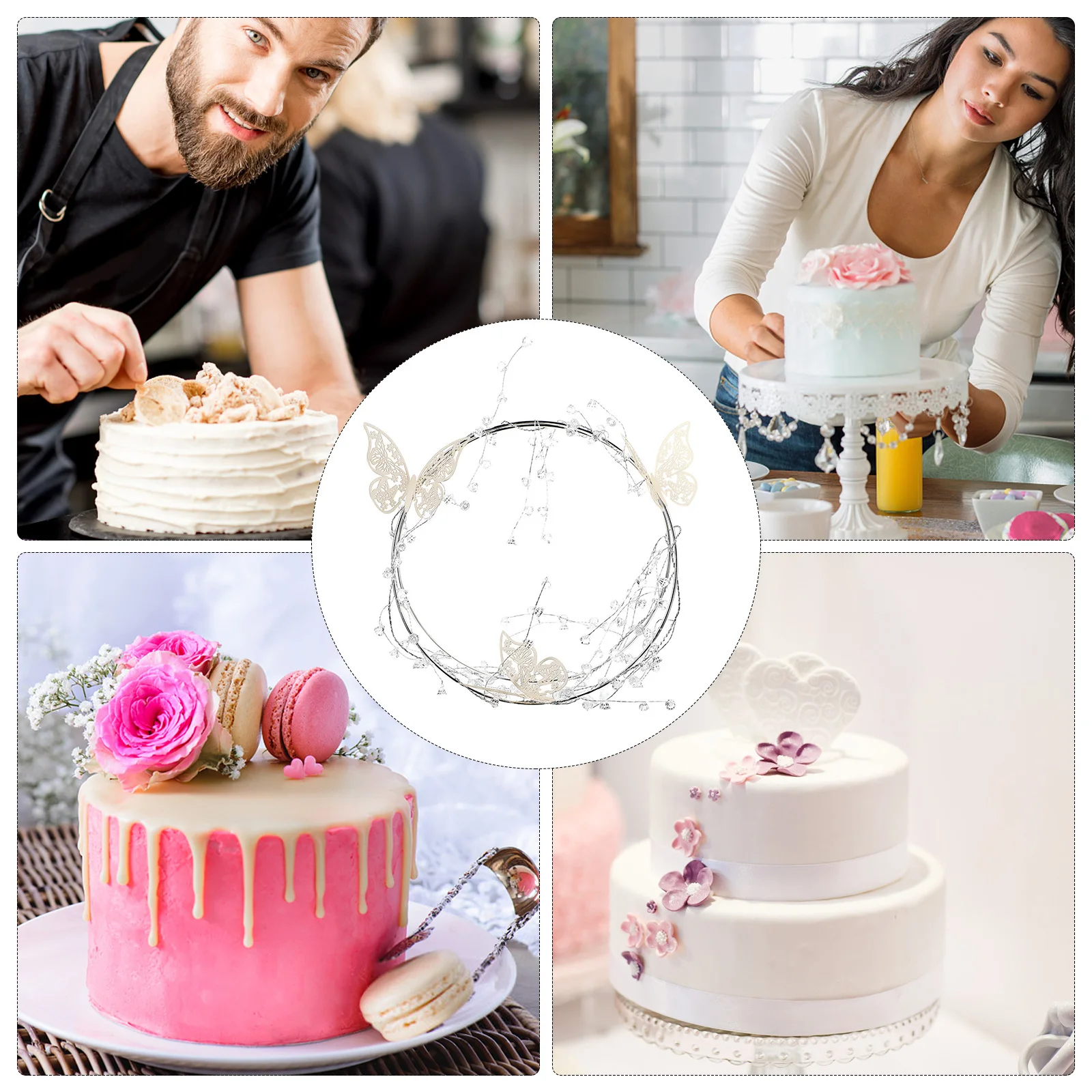 1 комплект, набор украшений для торта со стразами и бабочкой