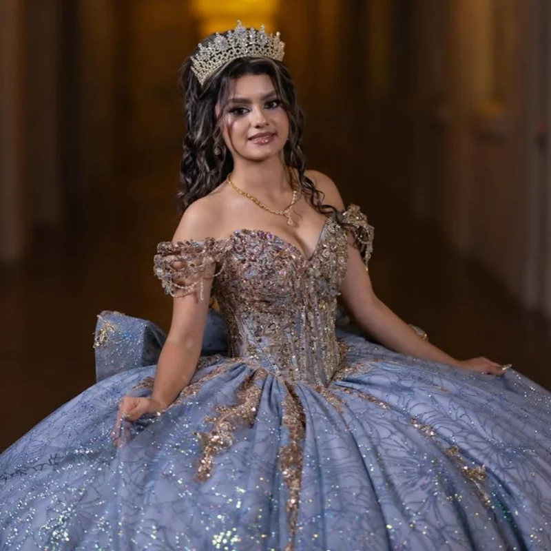 Блестящее шиферно-синее платье - Фотография_6