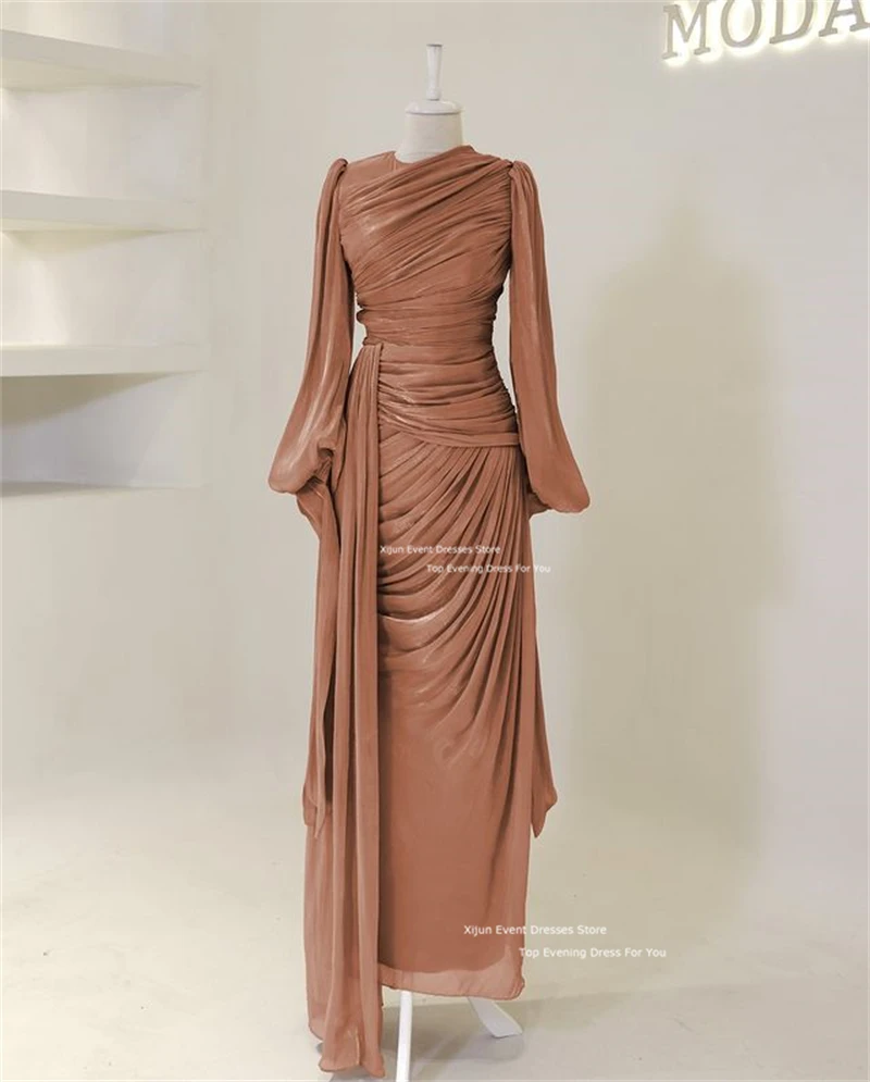 Xijun modest silk satin evening - Фотография_6