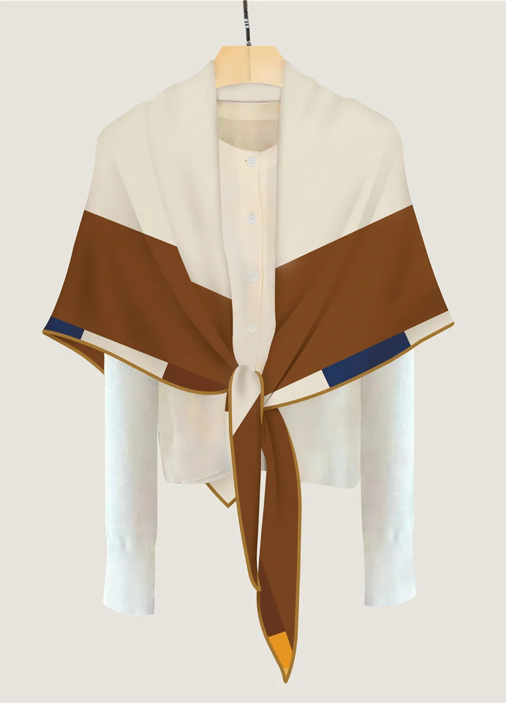 Треугольный кашемировый шелковый шарф - Фотография_4