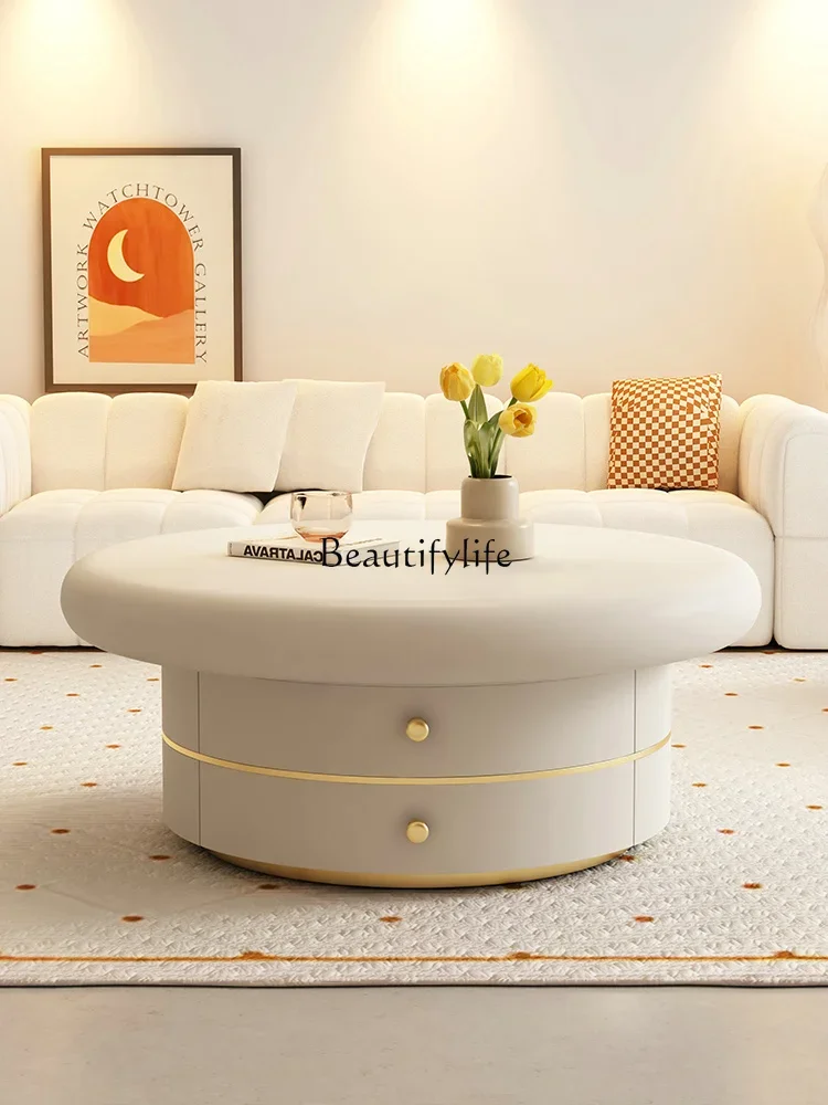 Fg28 круглый чайный столик в кремовом стиле для небольшой квартиры - Фотография_2