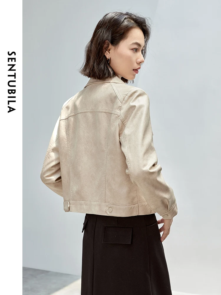 Sentubila женские укороченные куртки из искусственной кожи в стиле ретро - Фотография_2