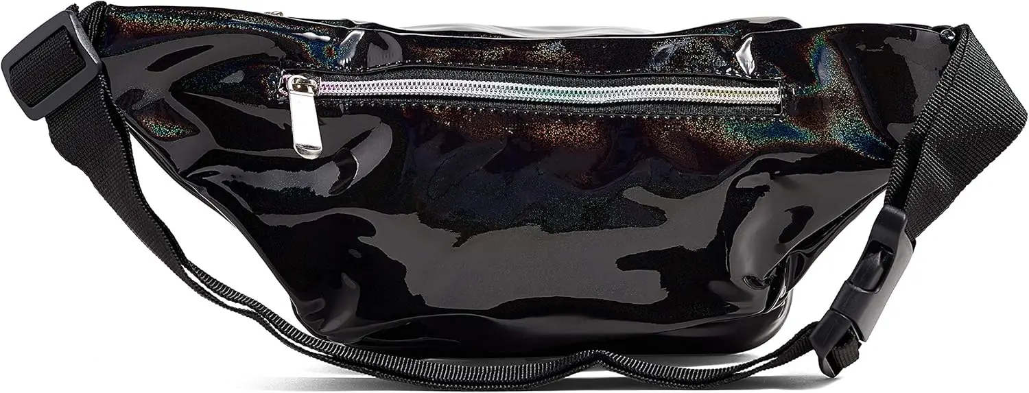 Голографическая блестящая черная поясная сумка rave для женщин - Фотография_3