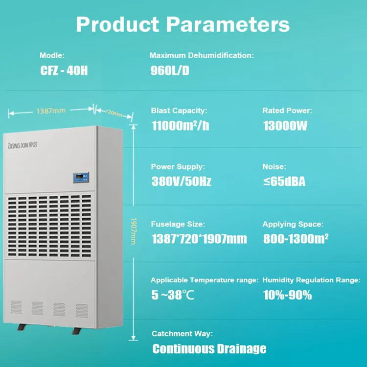 Высокоэффективный осушитель воздуха высокой емкости 960л типа hvac - Фотография_3