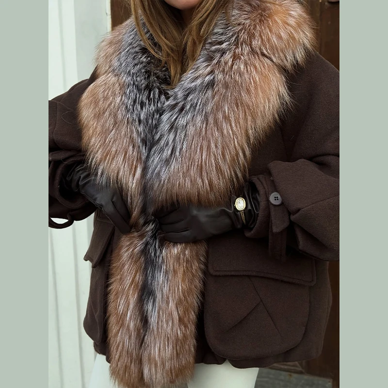 Женская винтажная хлопковая куртка с воротником из искусственного меха - Фотография_6