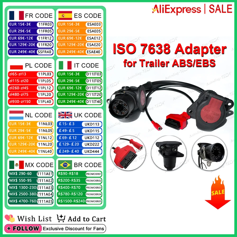 Ebs iso 7638 прицеп abs obd диагностический