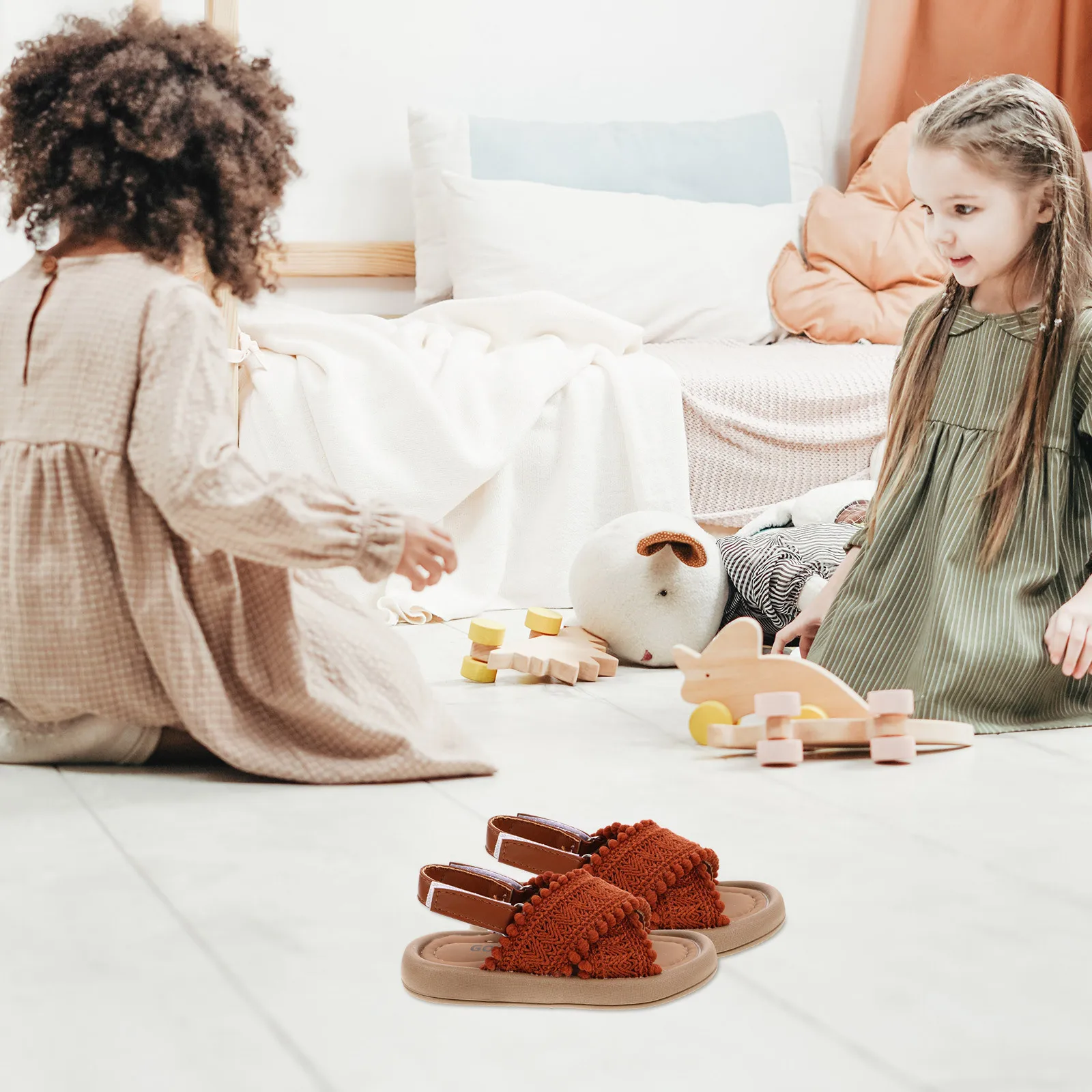 1 пара винтажных этнических сандалий для девочек - Фотография_4