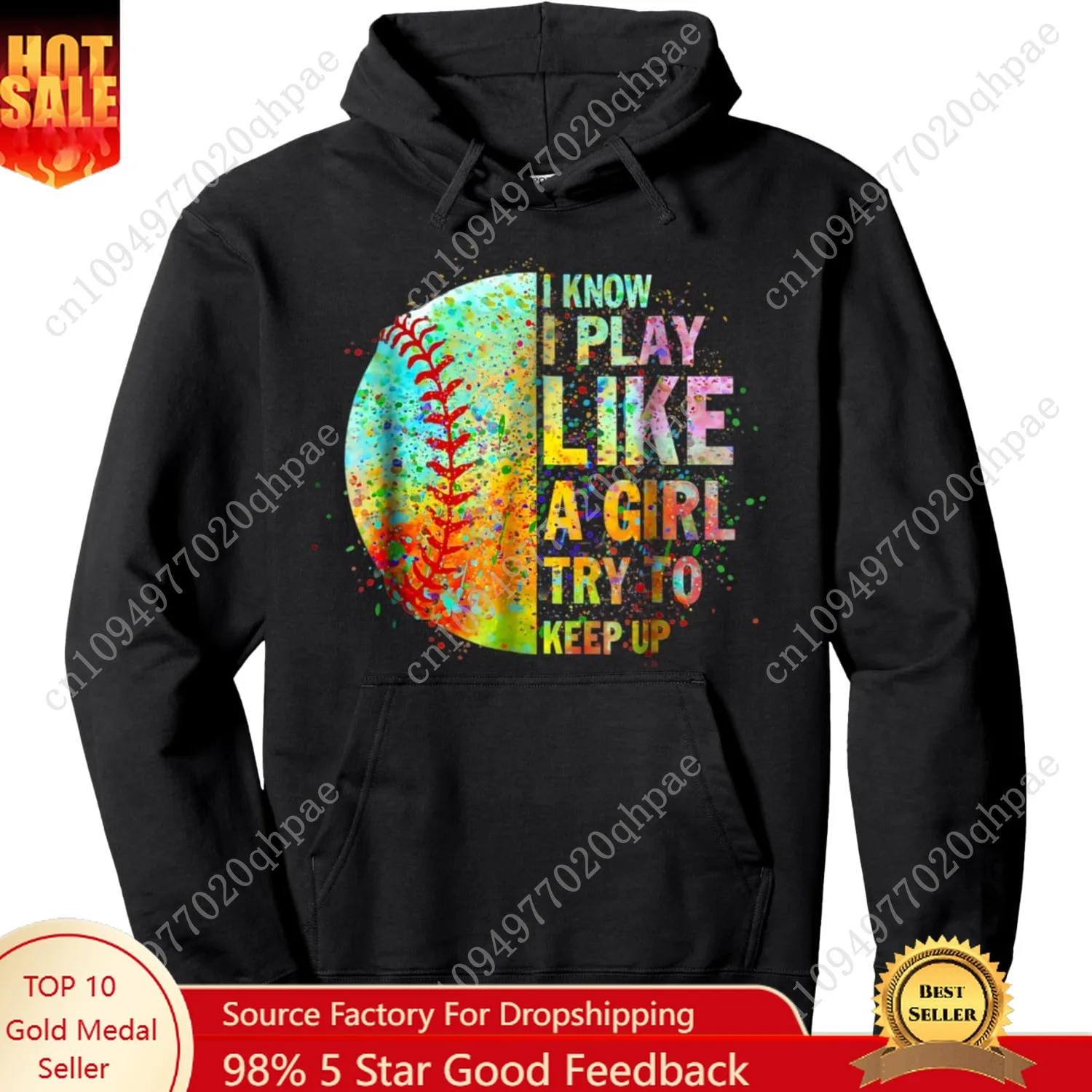 Женский пуловер с капюшоном i play