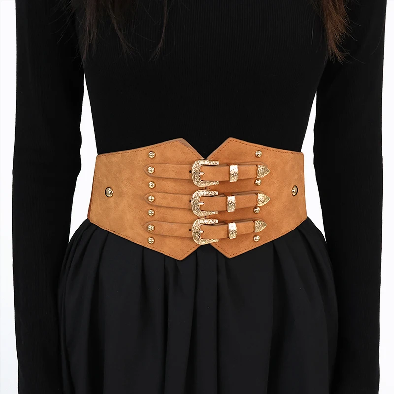 Deepeel женский кожаный корсетный пояс в стиле панк с пряжкой