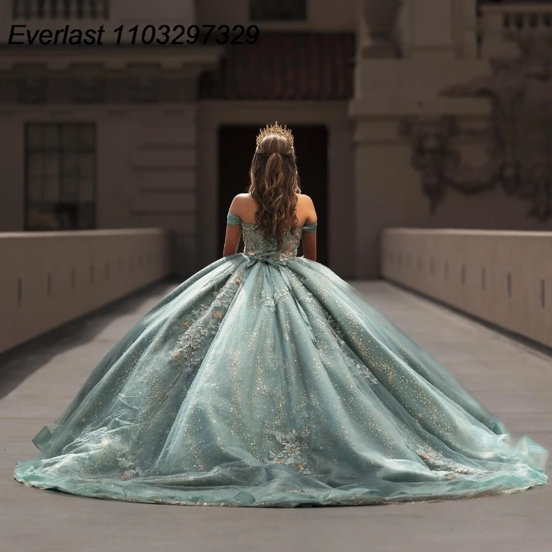 Evlast индивидуальное зеленое платье quinceanera - Фотография_4