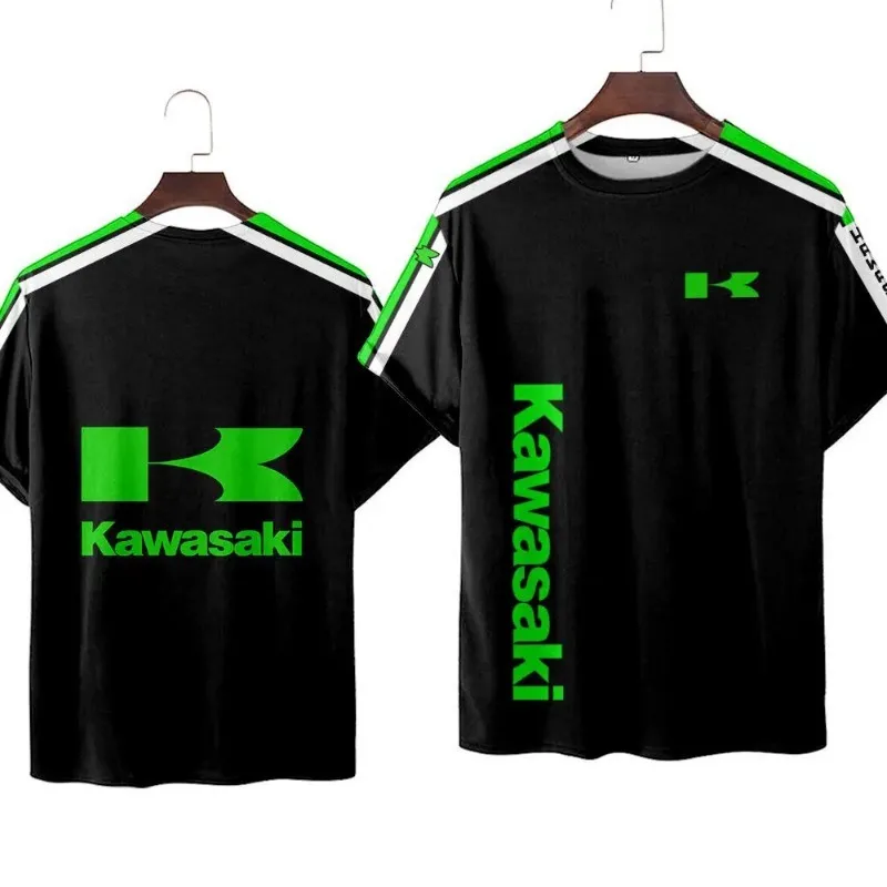 Kawasaki мужская мотоциклетная футболка с круглым вырезом и 3d принтом - Фотография_5
