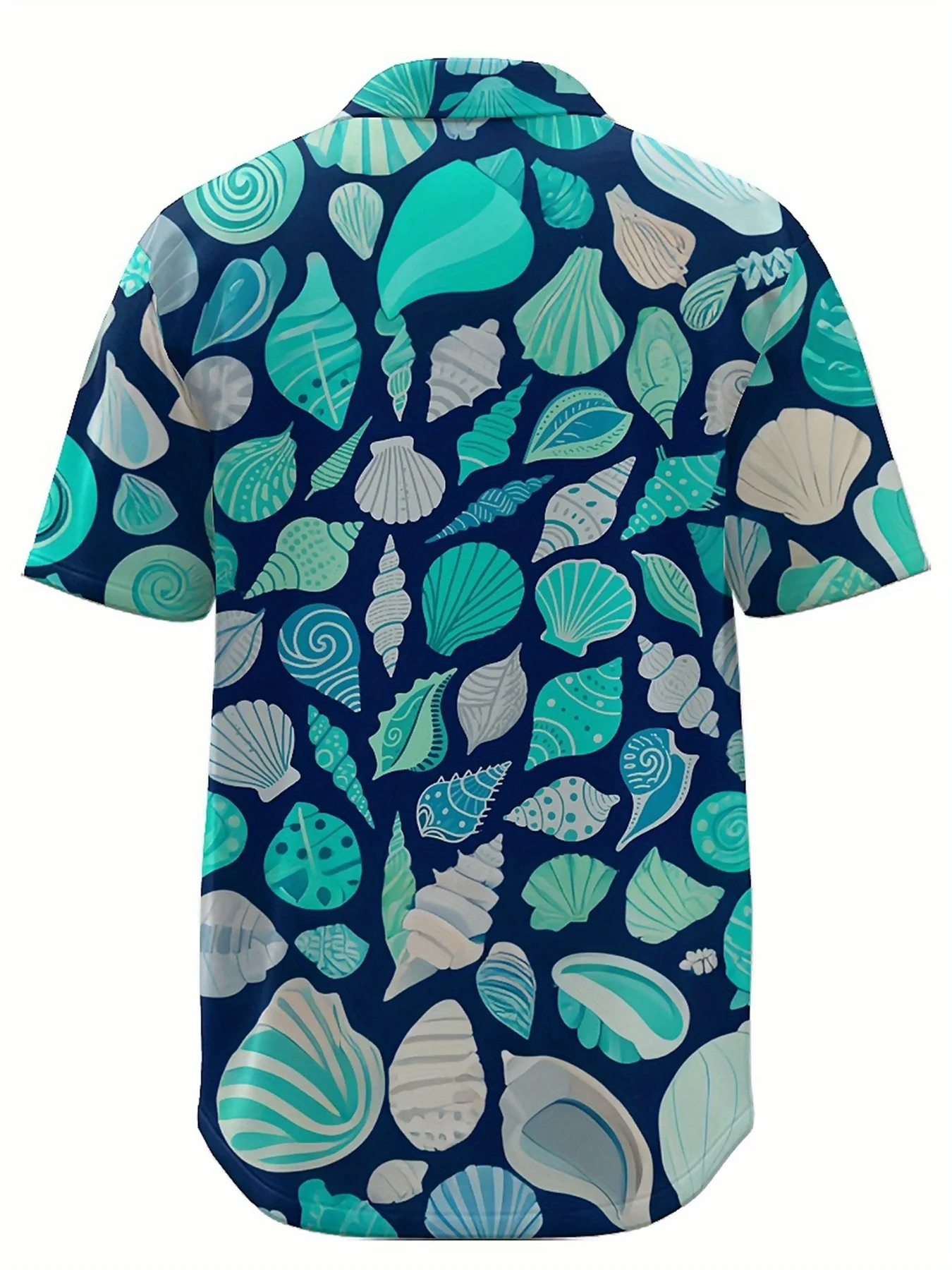 Мужские гавайские рубашки большого размера — рисунок раковины и ракушки - Фотография_2
