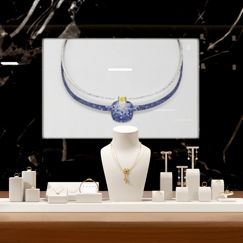 Woodten бежевая подставка для ювелирных изделий из микрофибры - Фотография_2