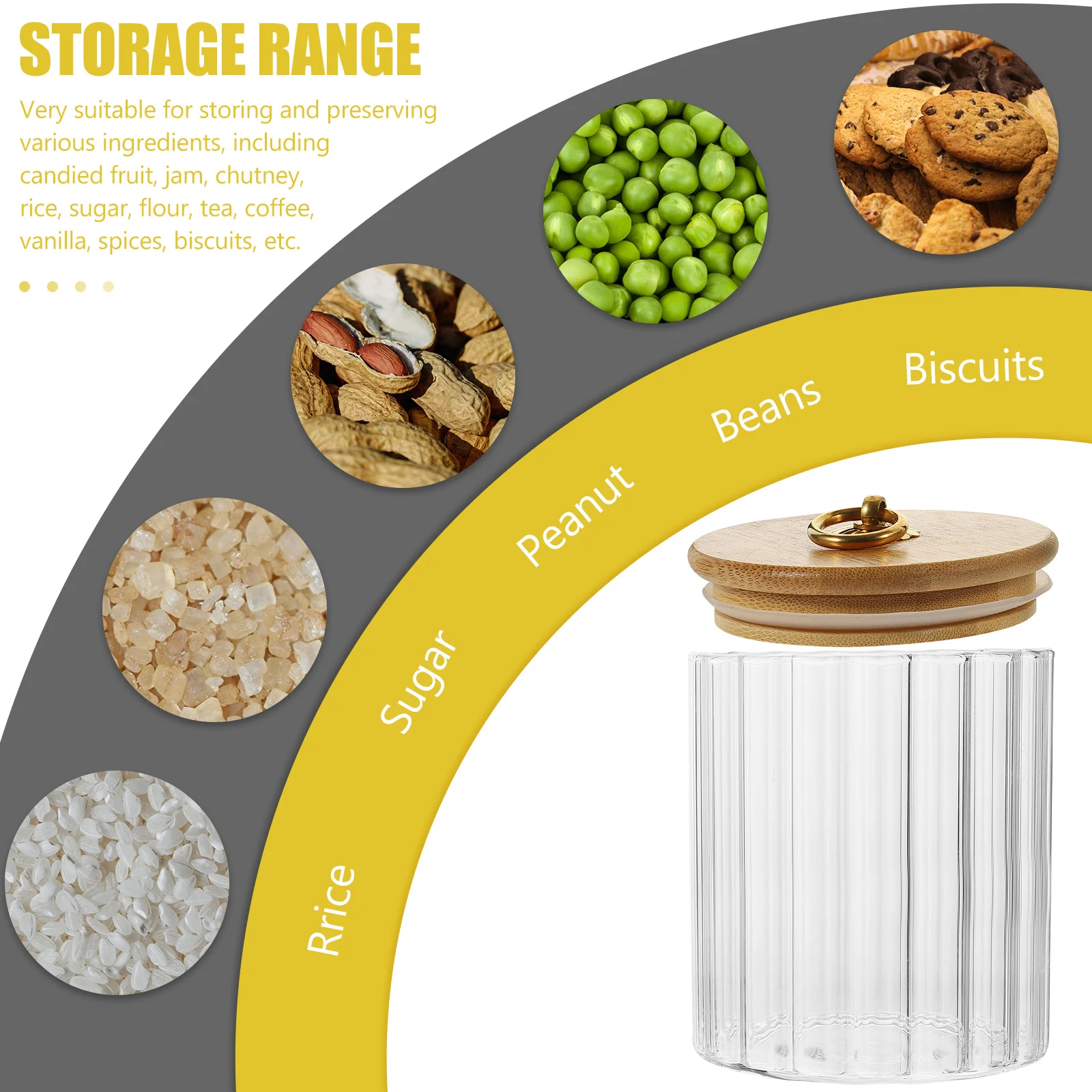 Герметичная стеклянная канистра с бамбуковой крышкой