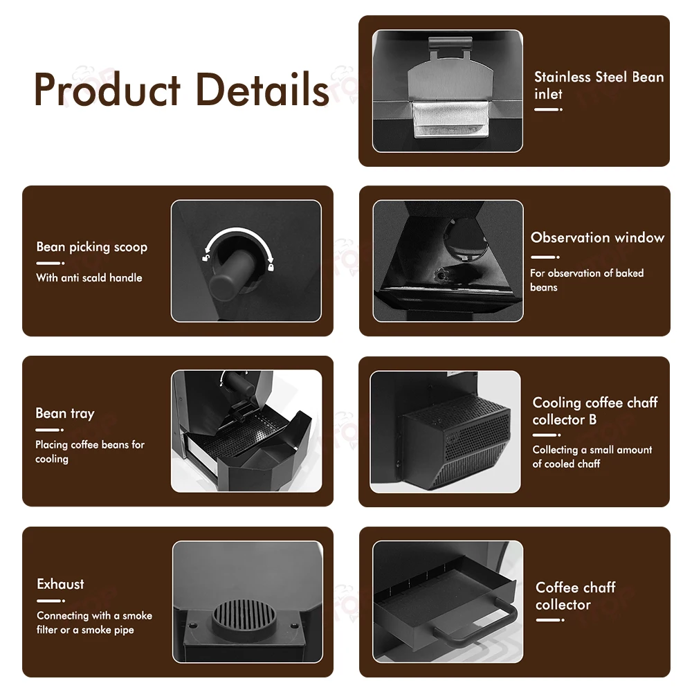 Itop cbr электрическая жаровня для кофейных зерен - Фотография_3