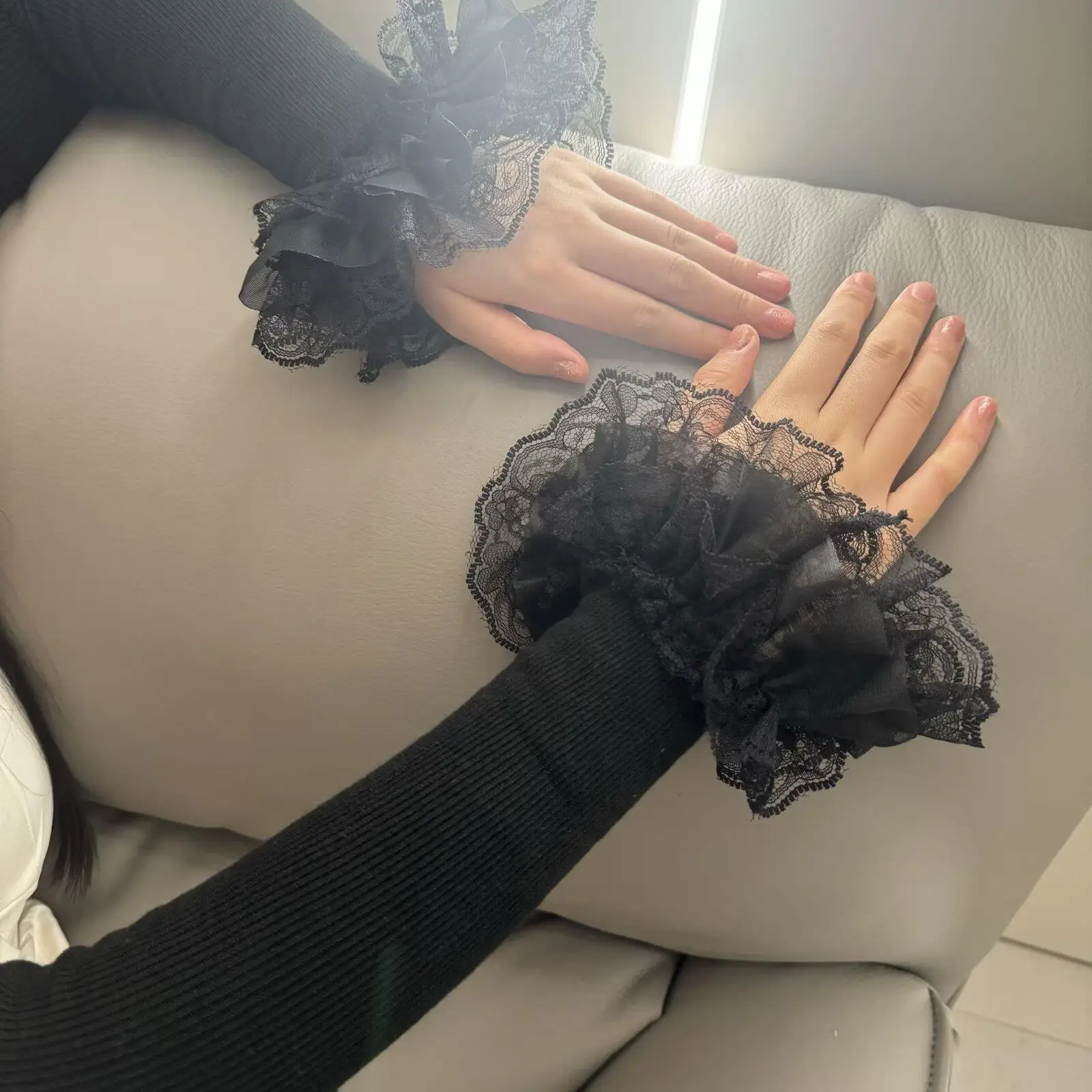 * вязаная лоскутная рубашка с рукавами в стиле лолиты - Фотография_3