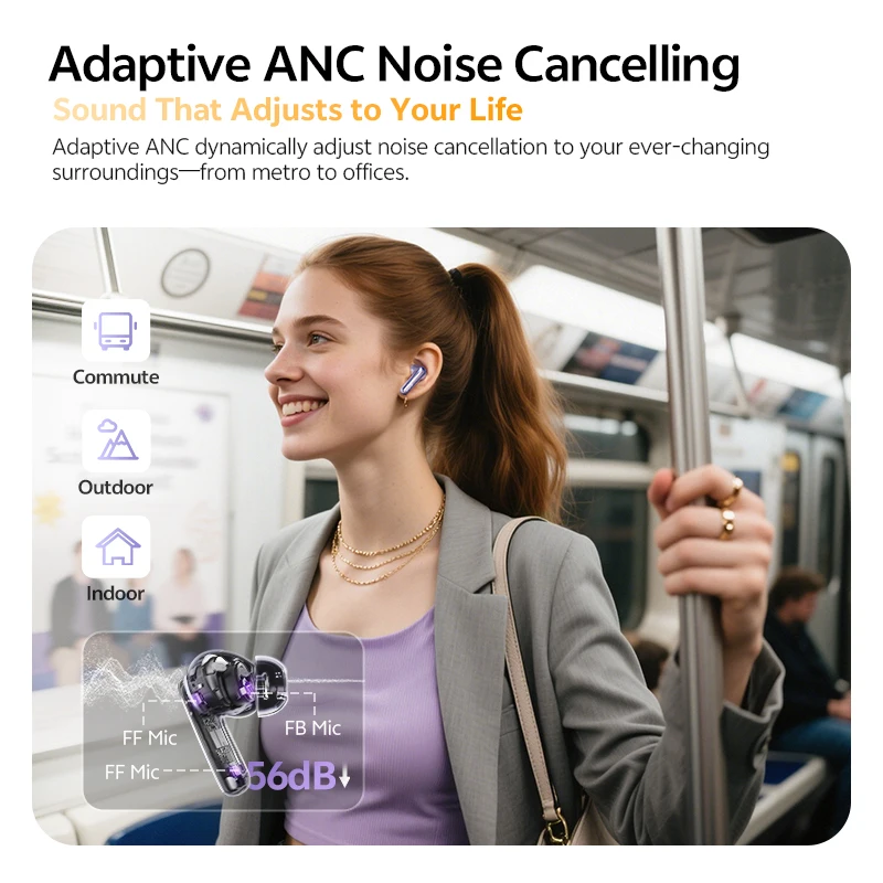 Qcy melobuds n70 адаптивные беспроводные наушники anc bluetooth 6 - Фотография_4